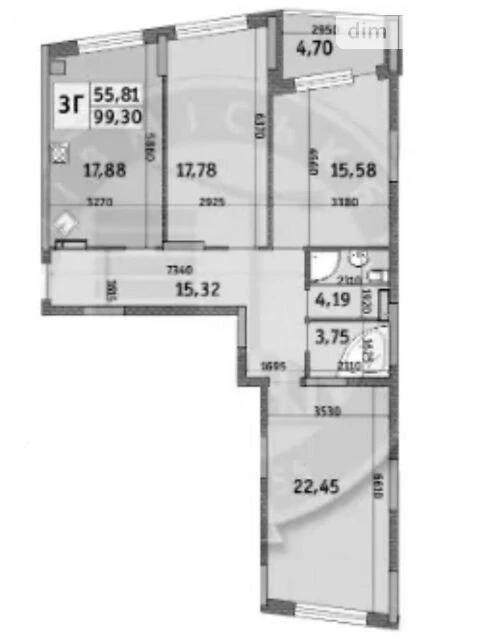 Sale of a 3-room apartment of 100 m² in the residential complex "Italian Quarter"