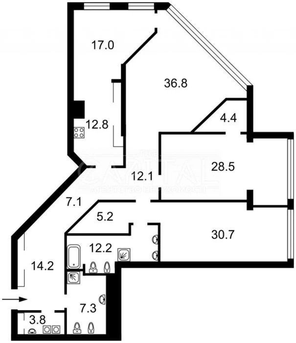 4-room apartment for sale, ul. Bolshaya Vasylkovskaya, Center