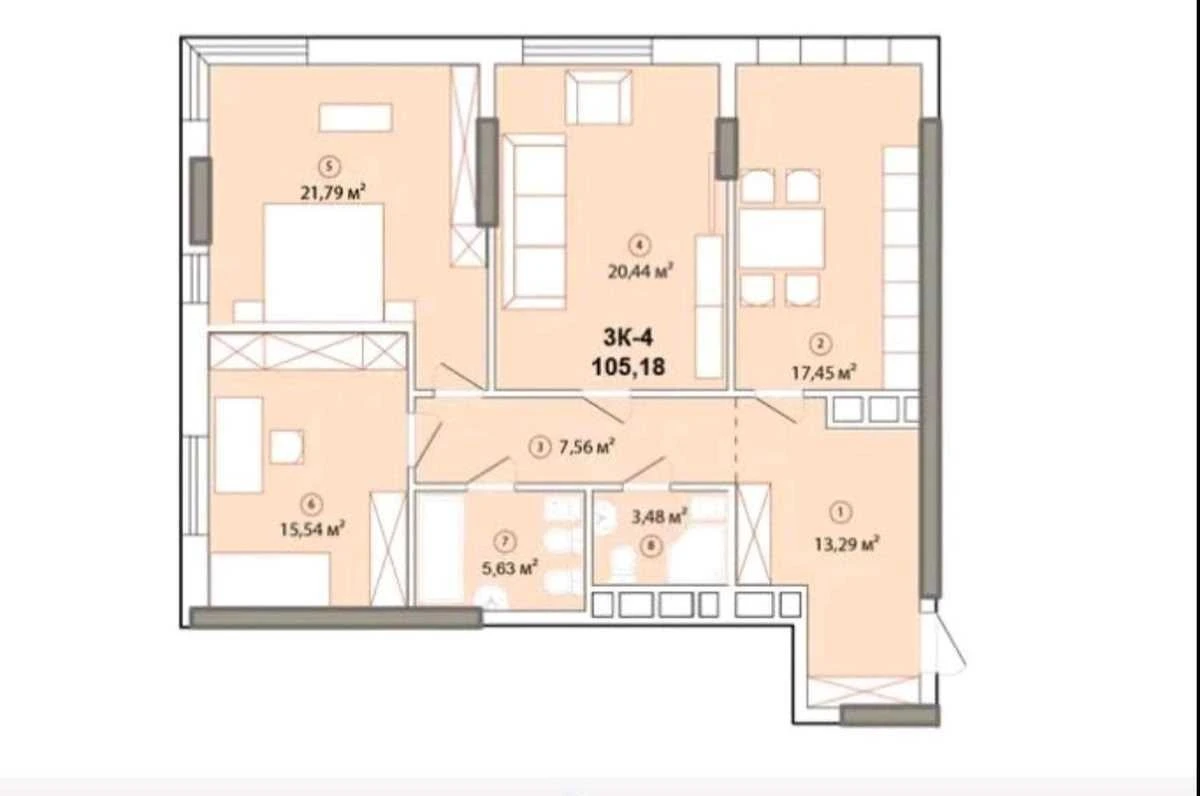 Продажа: Трехкомнатная квартира 105.18 м², Зверинецкая ул., 72