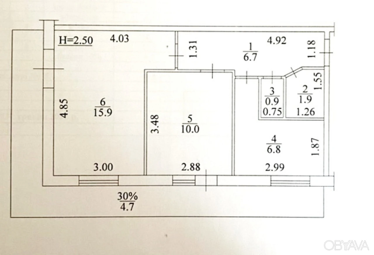 2-кімнатна квартира, 47 кв.