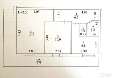 2-кімнатна квартира, 47 кв.