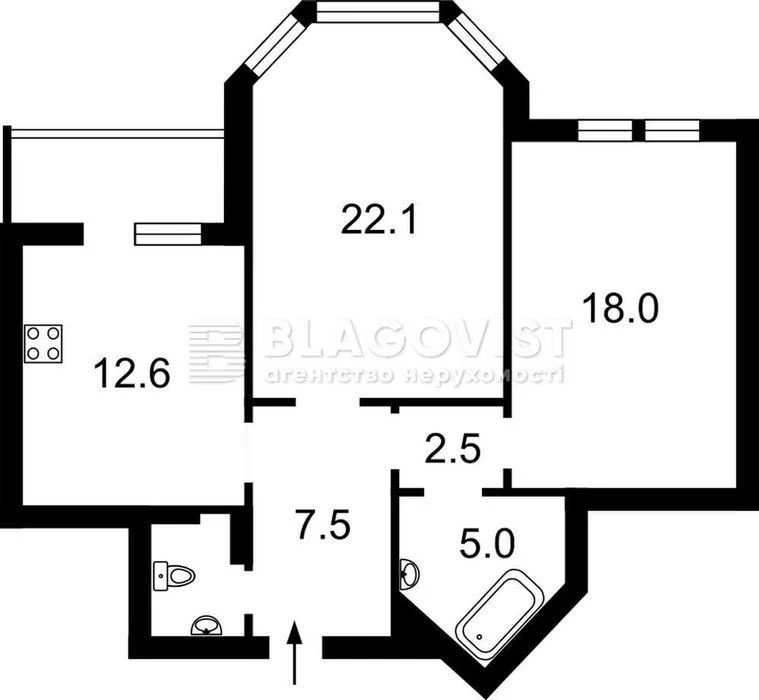 2-room apartment with renovation. For sale. View, 73 sq. m.