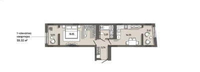 1-комнатная квартира 55,3 м² в ЖК ORLAN RESIDENTS.
