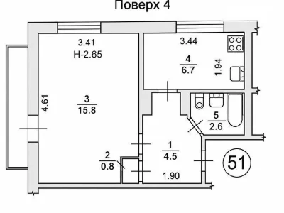 Sale of 1-room apartment 33.1 sq. m. on Gongadze Avenue, Georgiy 32B