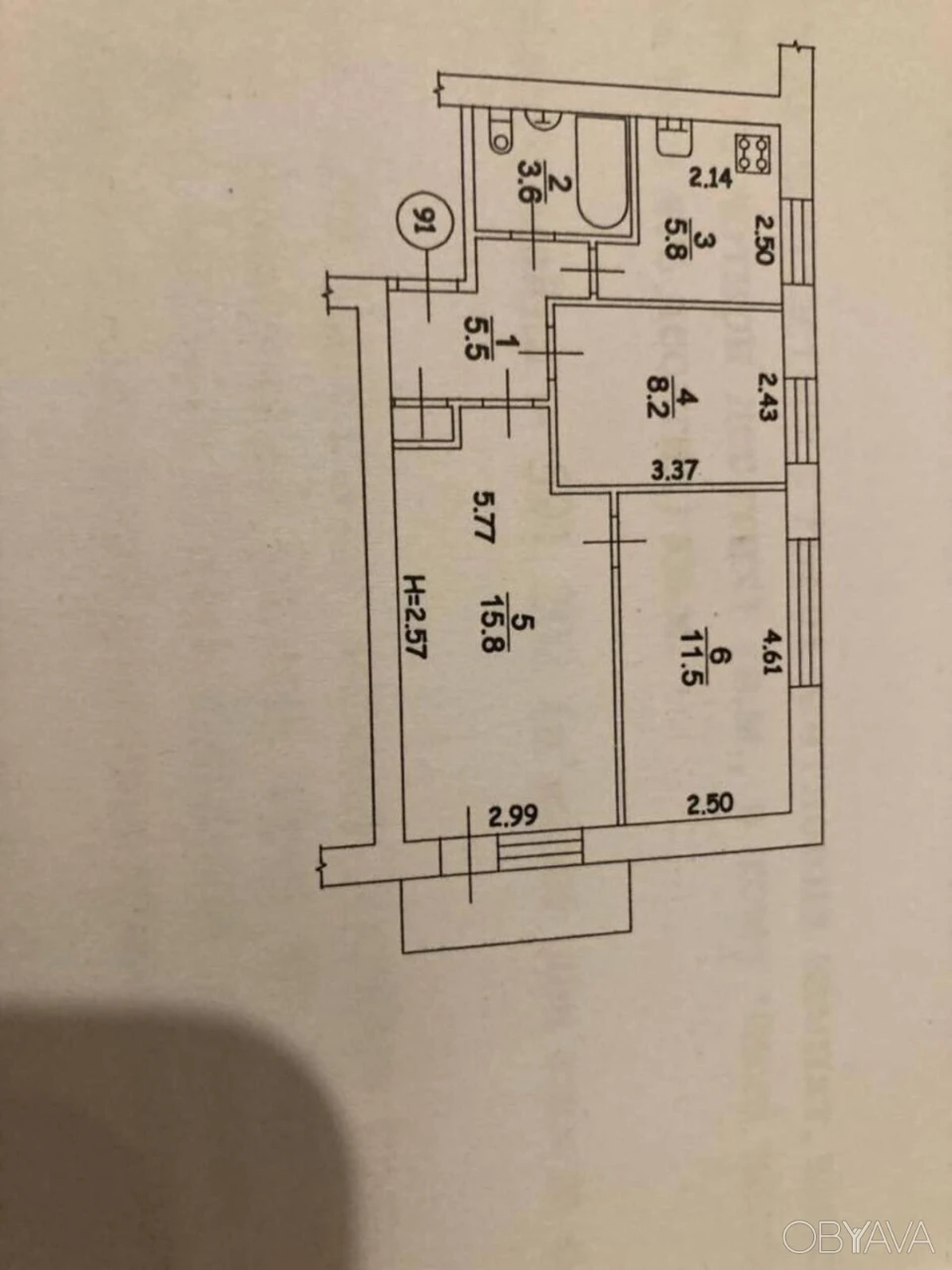 3-room apartment, 50 sq.m