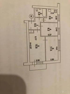 3-room apartment, 50 sq.m