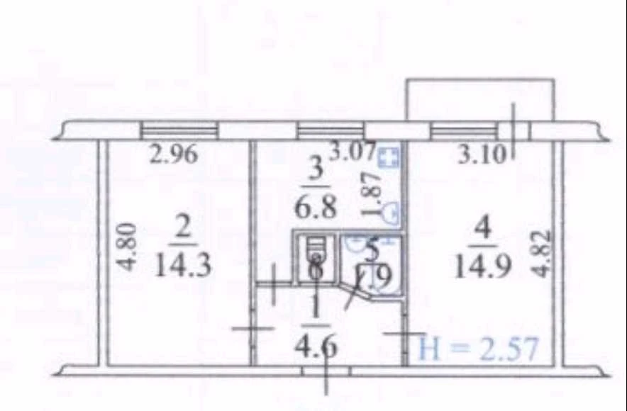 Sale of 2-room apartment 44.2 m², Generala Potapov Street,