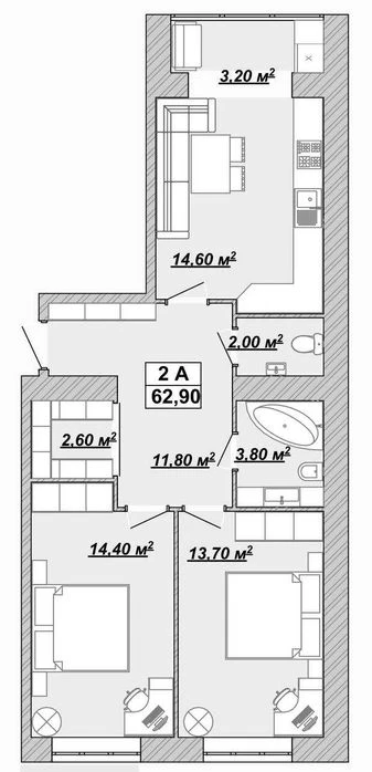 Продается 2-х комнатная, двухсторонняя квартира в центре.