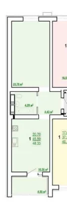For sale: Kazka residential complex, 1 room, 48.3 m2, Kholodna Gora
