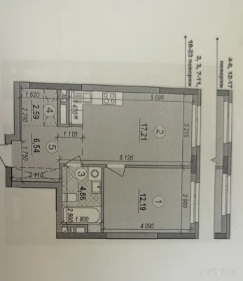1-кімнатна квартира, 43 кв.