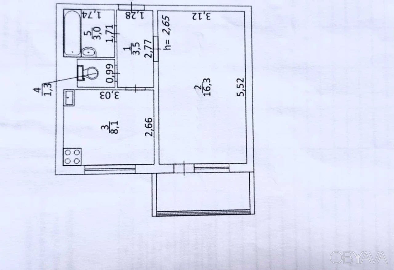 1-room apartment, 36.00 sq.m