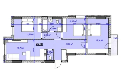 3-room apartment for sale in a newly built house for rent