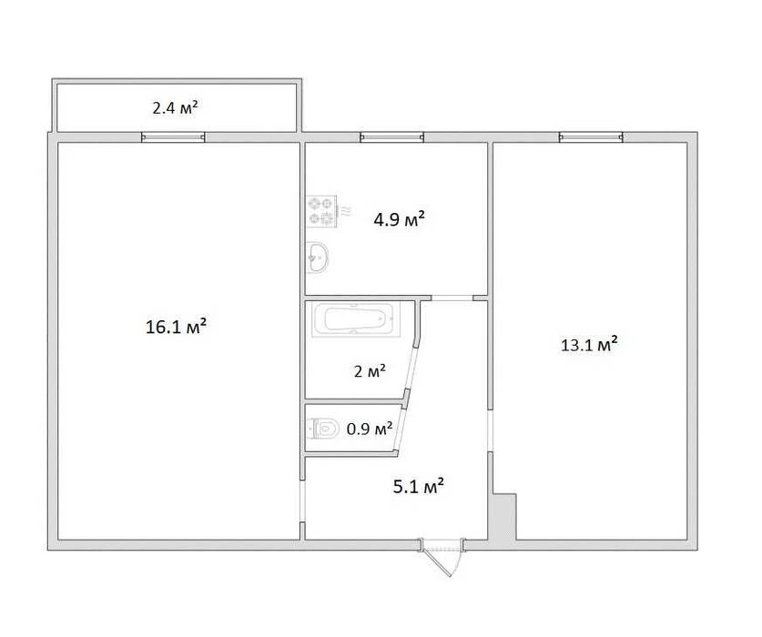 2 rooms in BRICK with COSMETICS middle floor ROBOCHOYA district (71
