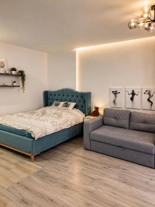 I am selling a stylish studio apartment with furniture and appliances in the residential complex "G"