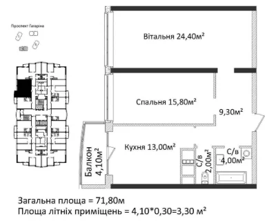 Продам 2 комн в ЖК "Четыре сезона". пр. Гагарина. Срочно! До
