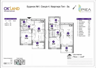 Продаж 3к квартири, ЖК OK'LAND, 108 м2