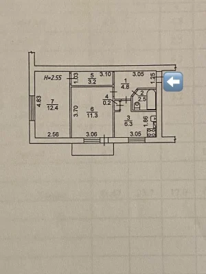2-room apartment for sale in the city center