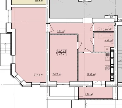 For sale: 2-room apartment in Levada 2 residential complex, 71 sq m, VW