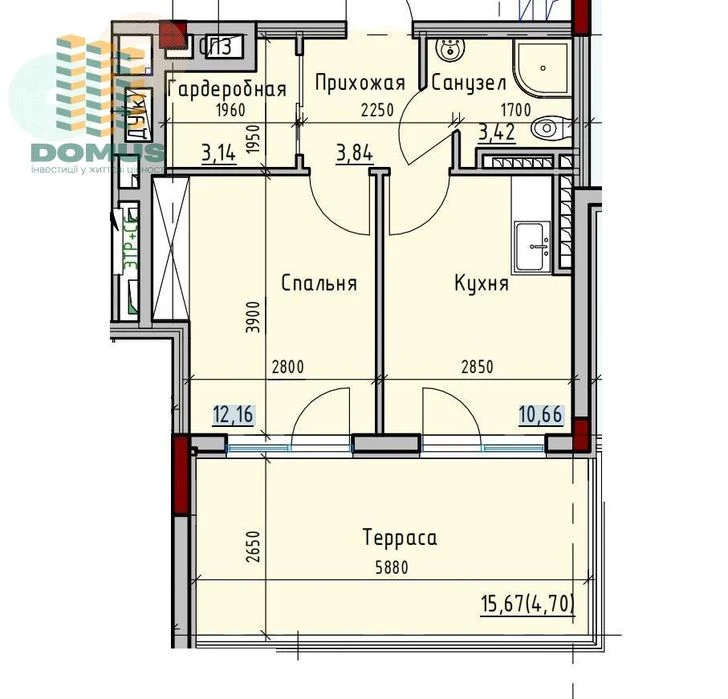 Продам 1 комн квартиру с террасой. ЖК Пространство на Дачной