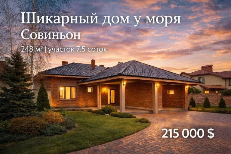 Шикарный дом в Совиньоне у моря, 7,5 соток