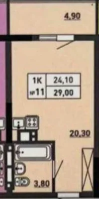 В продаже квартира-студия в ЖК Акварель-3. Центр/Пишоновская