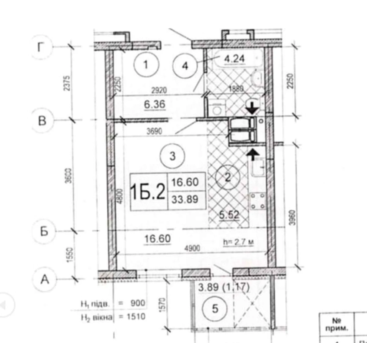 1-room apartment for sale 34 m², Vasylkivska St., 37