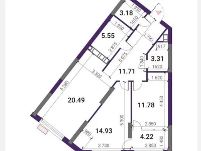 For sale 2-room apartment 75 sq. m on Dniprovska embankment • ID 3455030