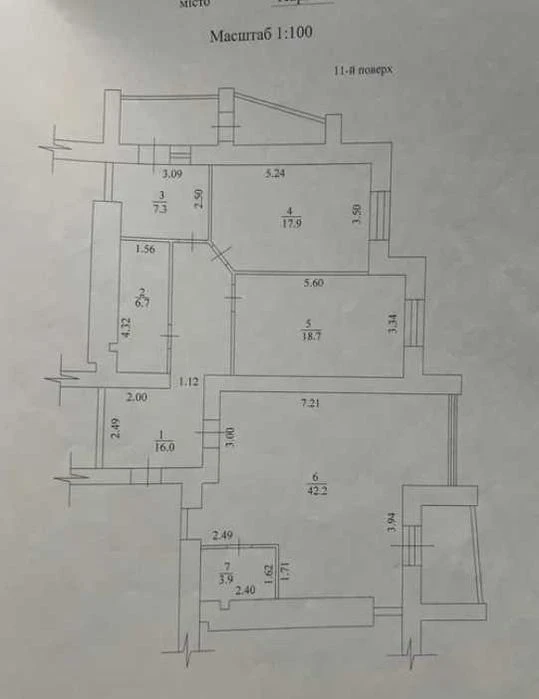 Selling a 3-room apartment 123 m² with new renovation in the residential complex "Pl