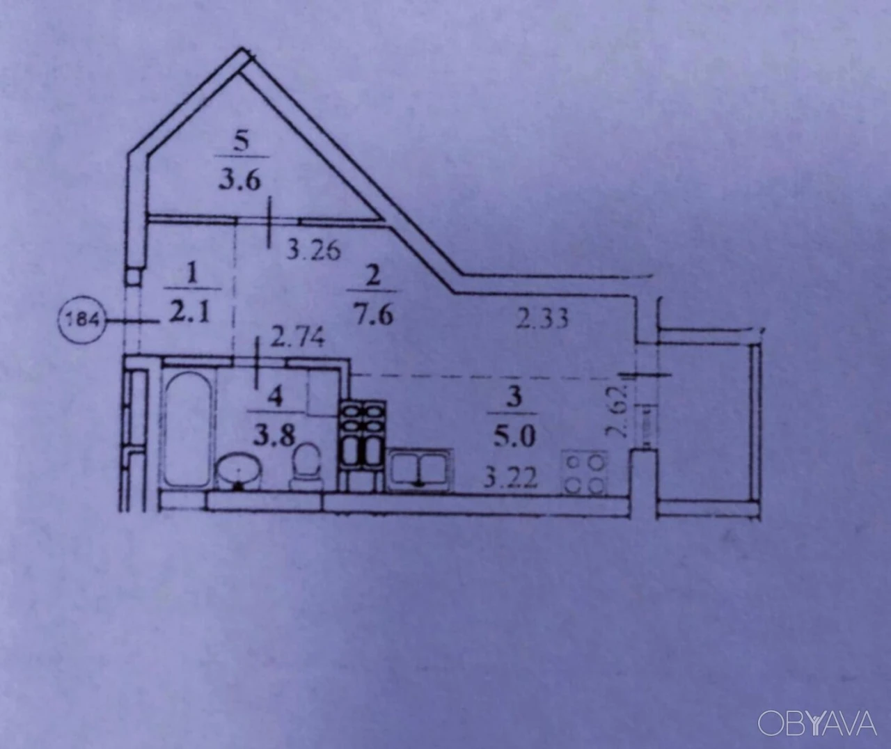 1-room apartment, 23 sq.m.