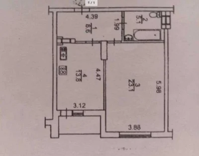 One-room apartment for sale 54 m2 Mykhaylo Maksymovycha St.