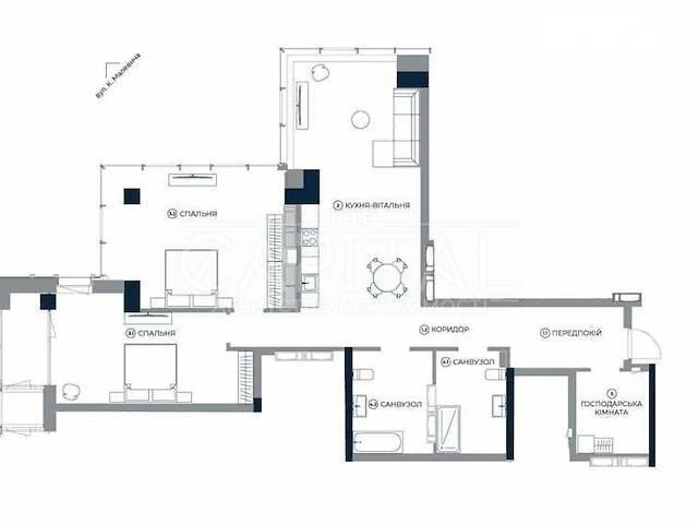 Sale of 3-room apartment 109 sq. m. on Antonovycha St. 136-138 • ID