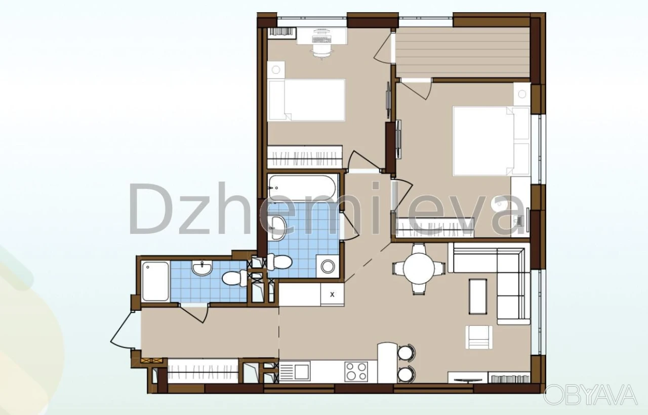 2-комнатная квартира, 67 м.кв.
