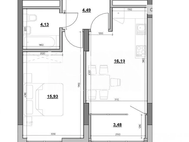 Продаж 1к квартири 44.22 кв. м на шосе Залізничне 45А • ID 3