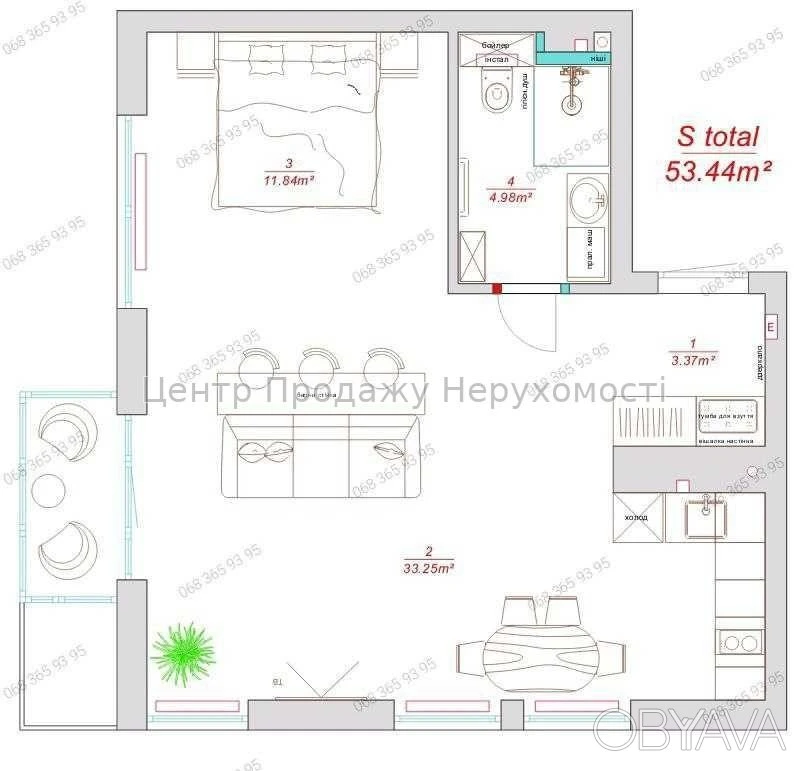 1-room apartment, 56.7 sq.m.