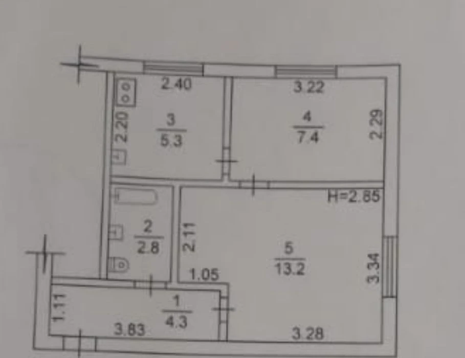 Price reduction!! Sale of 2-room apartment for renovation, Morozova Street