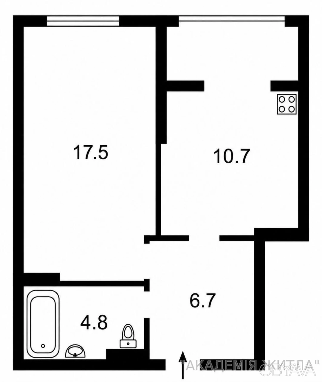 1-комнатная квартира, 41.6 м.кв.