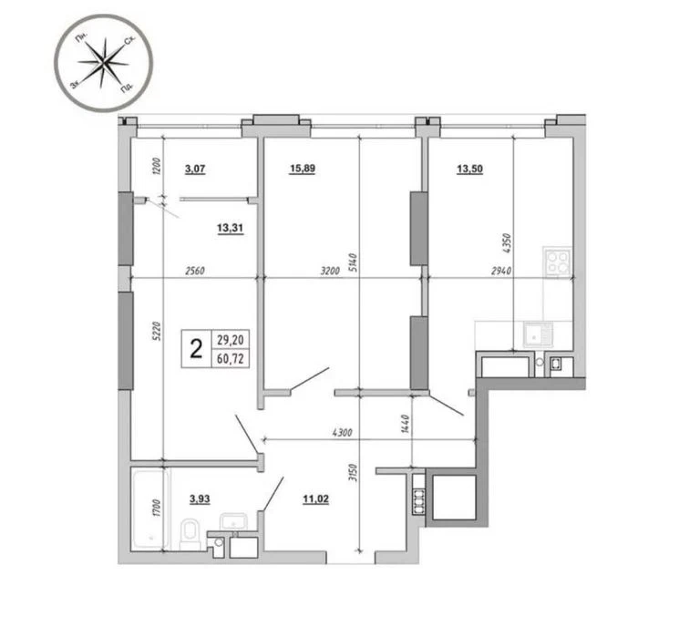 Продажа 2 комн.квартра 61 м² 7/16 ул .Величковского 61000$
