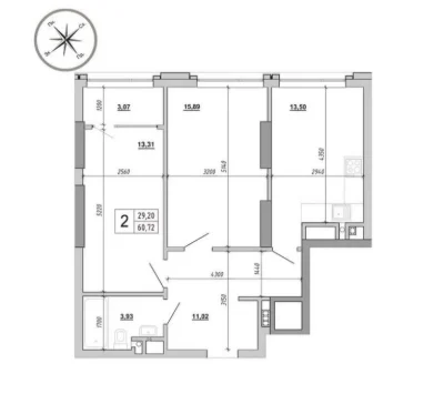 Продажа 2 комн.квартра 61 м² 7/16 ул .Величковского 61000$