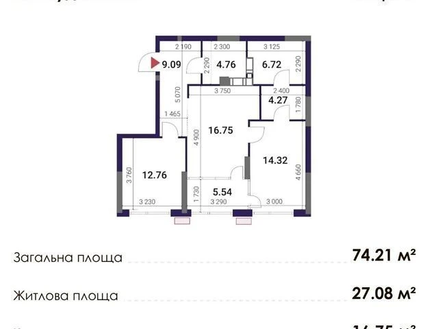 Sale of 2-room apartment 74.21 sq. m on Prychalna Street • ID 345814