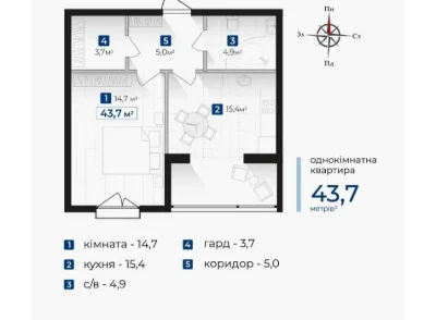 Интересное предложение 1 ком. квартиры с индивид.газовым отоплением