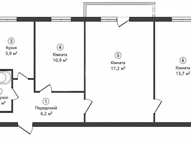 Sale of 3-room apartment 57.61 sq. m. on Akademika Strazheska 1 street
