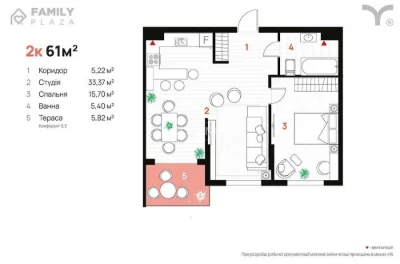 Здана 2 кім 61м в ЖК Family Plaza в 1 черзі з газом готова д