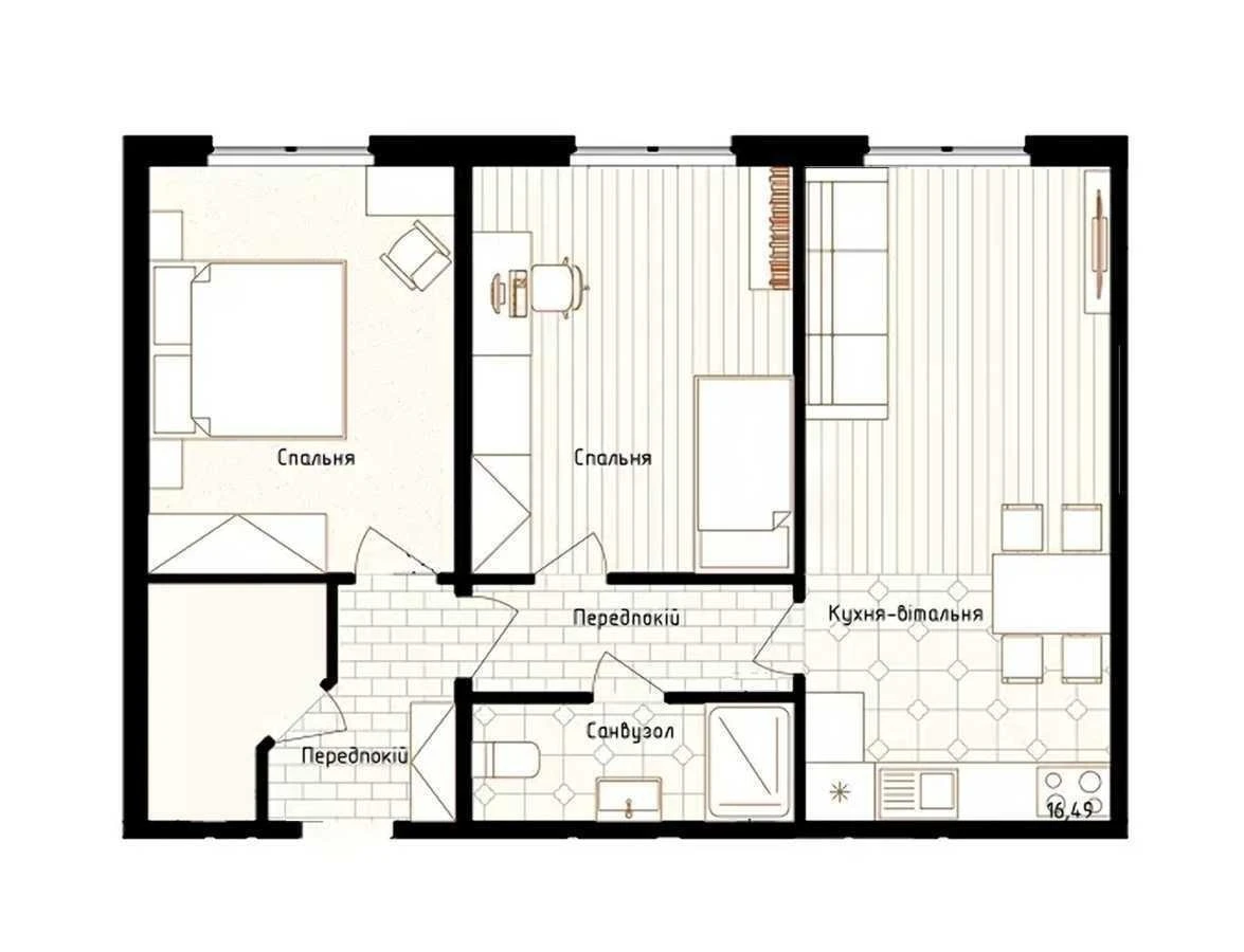 Sale of 2-room apartment 61.4 m², Onufria Trutenko, 26B