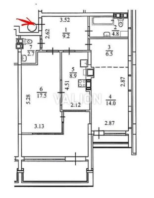 Two-room apartment for sale at 13/2 Glubochitskaya St.