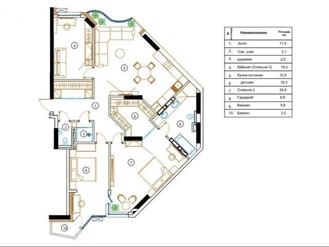 Sale of 3-room apartment 127.2 sq. m. on Vasylya Tyutyunnyka St. 37/1