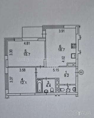 2-room apartment, 63.3 sq.m.