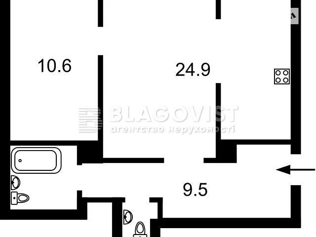 Sale of 2-room apartment 49.6 sq. m. on Ivan Franko St. 7 • ID 34