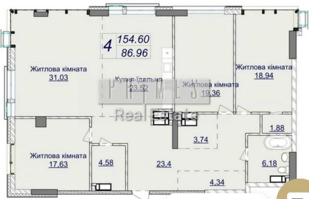 Продажа 4к квартиры без ремонта, ЖК Новопечерские Липки, ул.