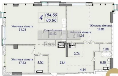 Продажа 4к квартиры без ремонта, ЖК Новопечерские Липки, ул.