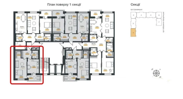 Residential complex LA MANCHE, Shchekavytska St., 46, 1-room apartment for sale